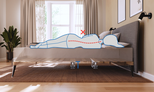 Visual of how the Baselift changes the mattress firmness