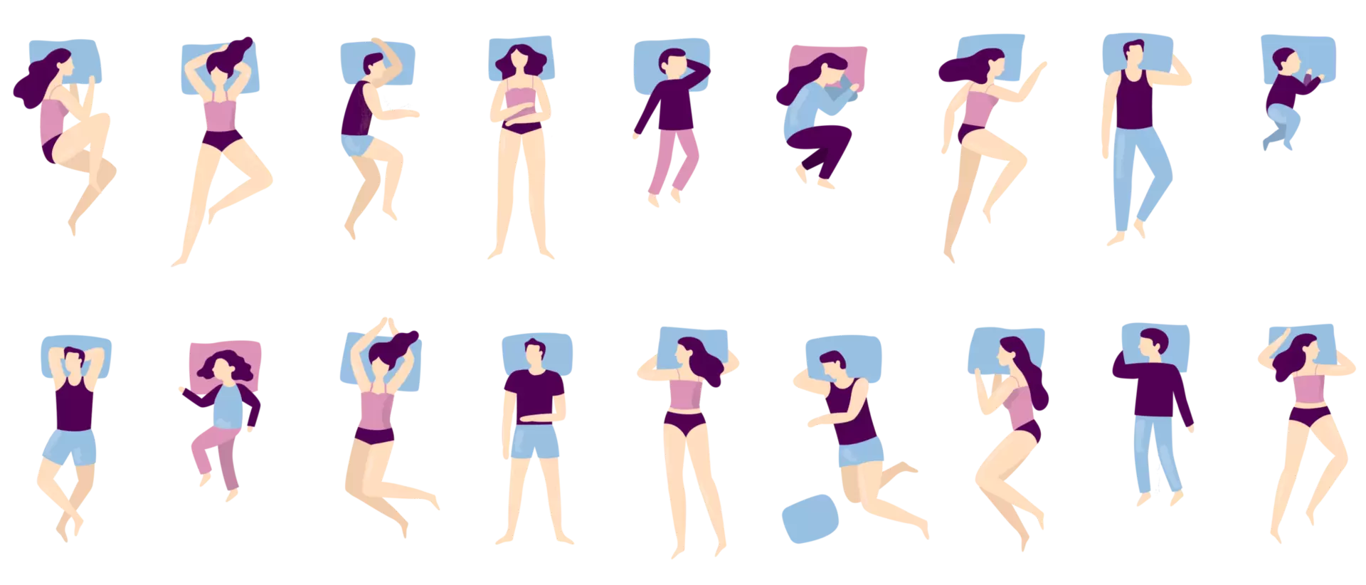 Sleeping positions differ throughout life. 