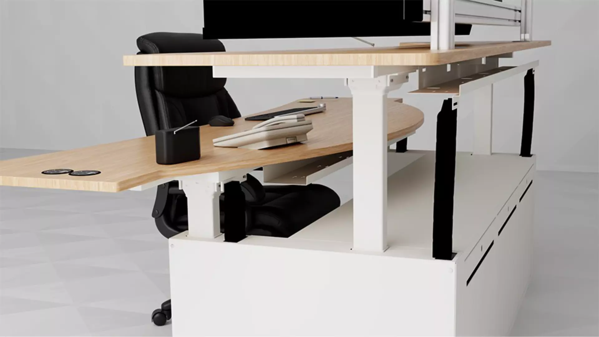 Agitek control room workstation with four LINAK lifting columns