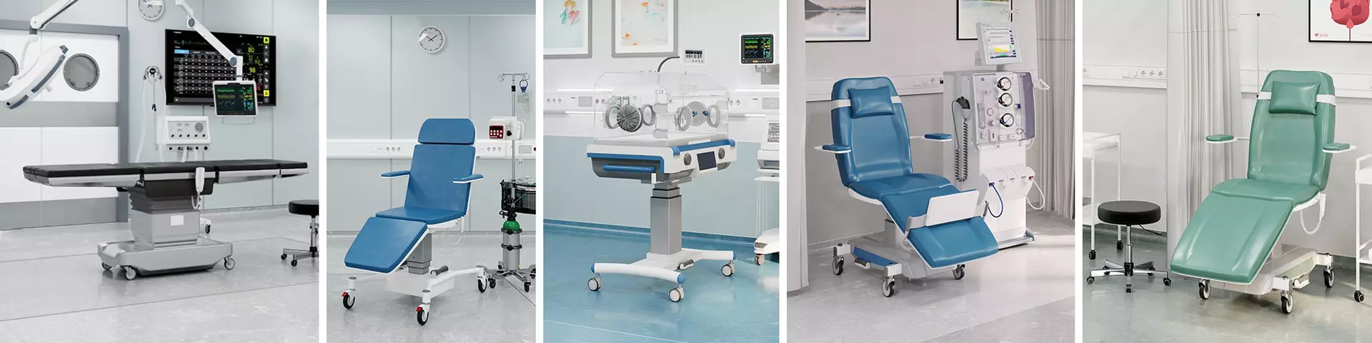 Surgery table, procedure chair, blood donation chair, dialysis chair, incubator - in environment