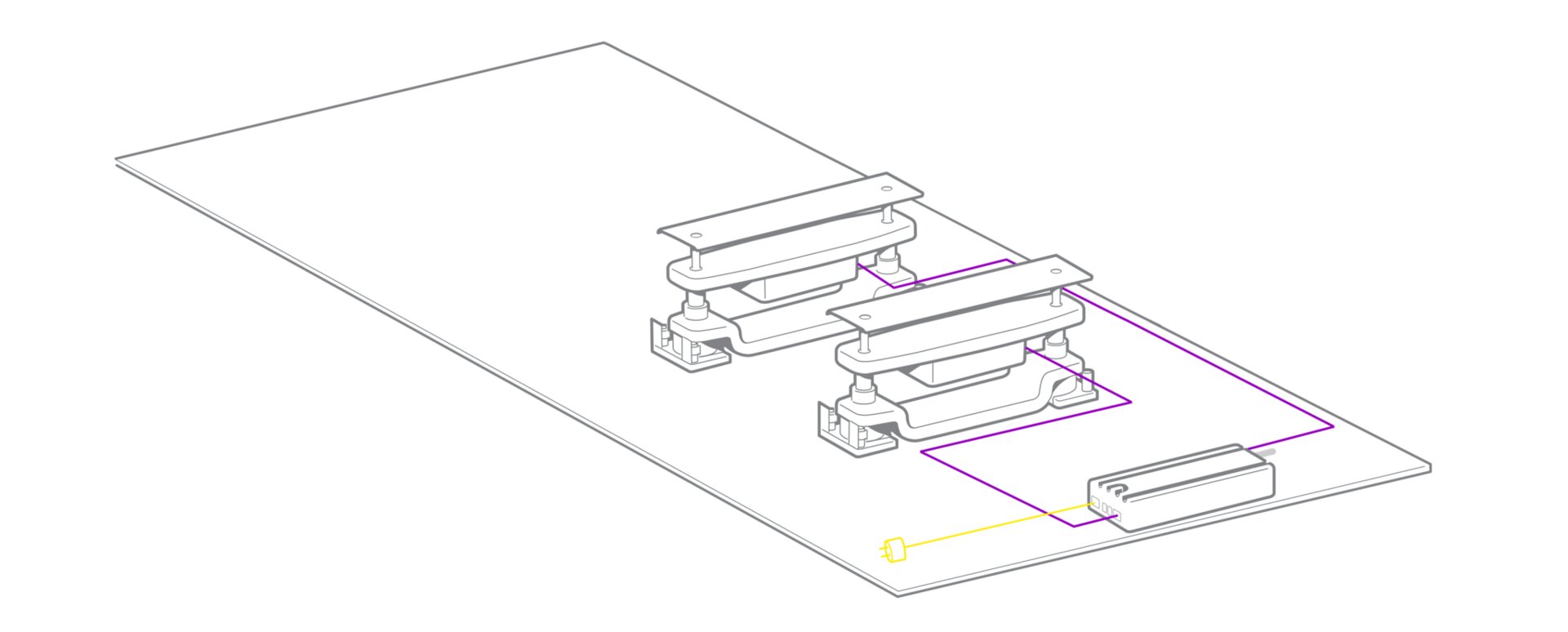 Drawing of a mattress zone adjustments system with electric linear actuators