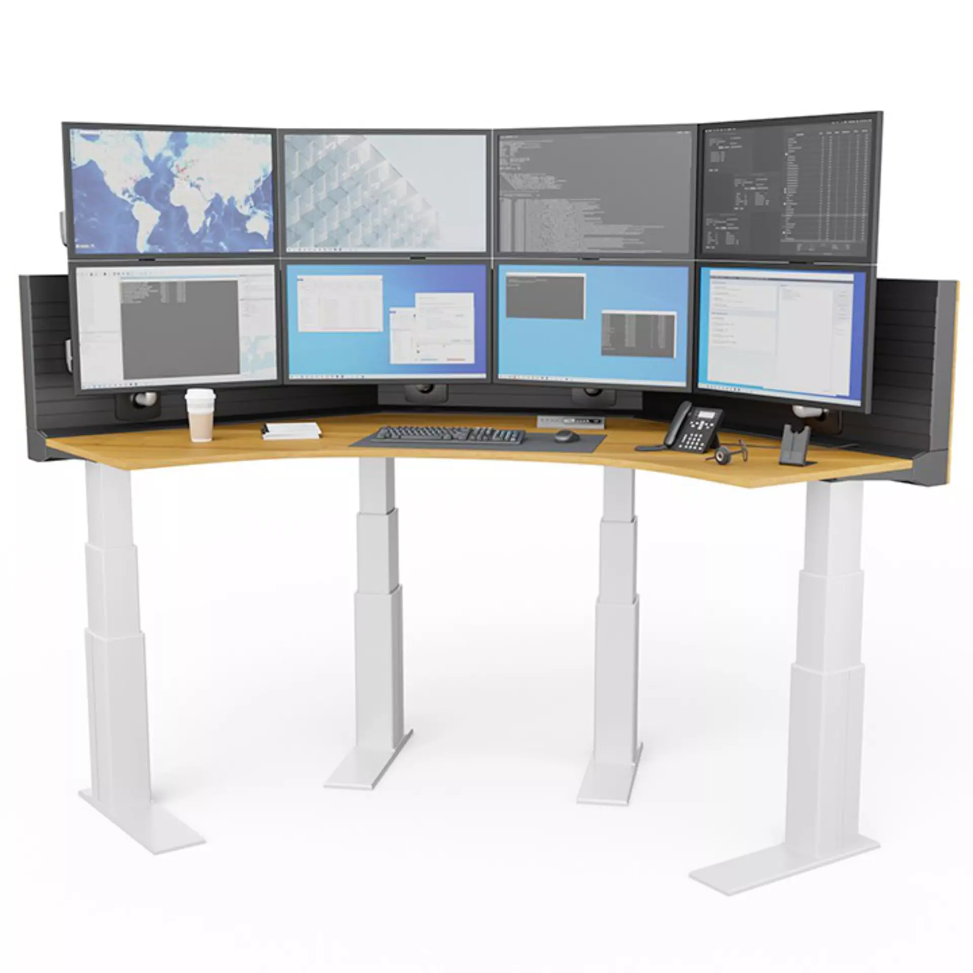 High-load control room console powered by four LINAK LC1 lifting columns