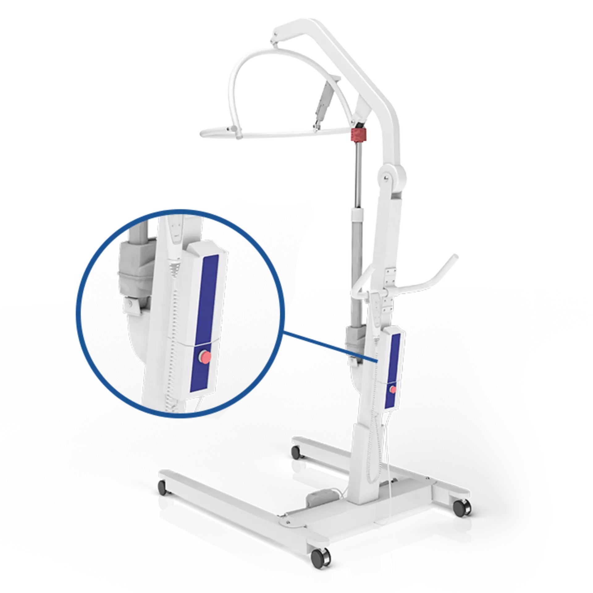 Close-up view of JUMBO™ Care product fitted on a patient lift, with the lift itself in the background.
