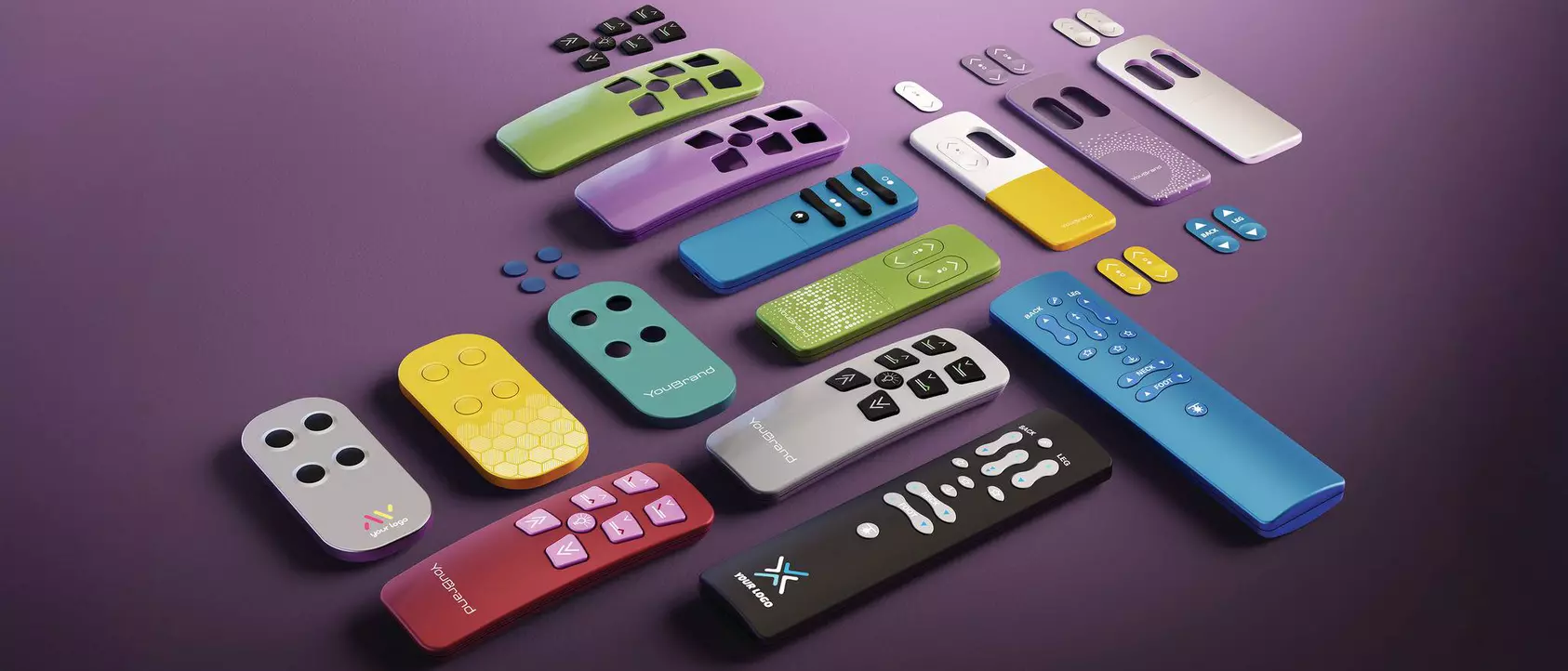 Controls for adjustable beds altered to highlight brands.