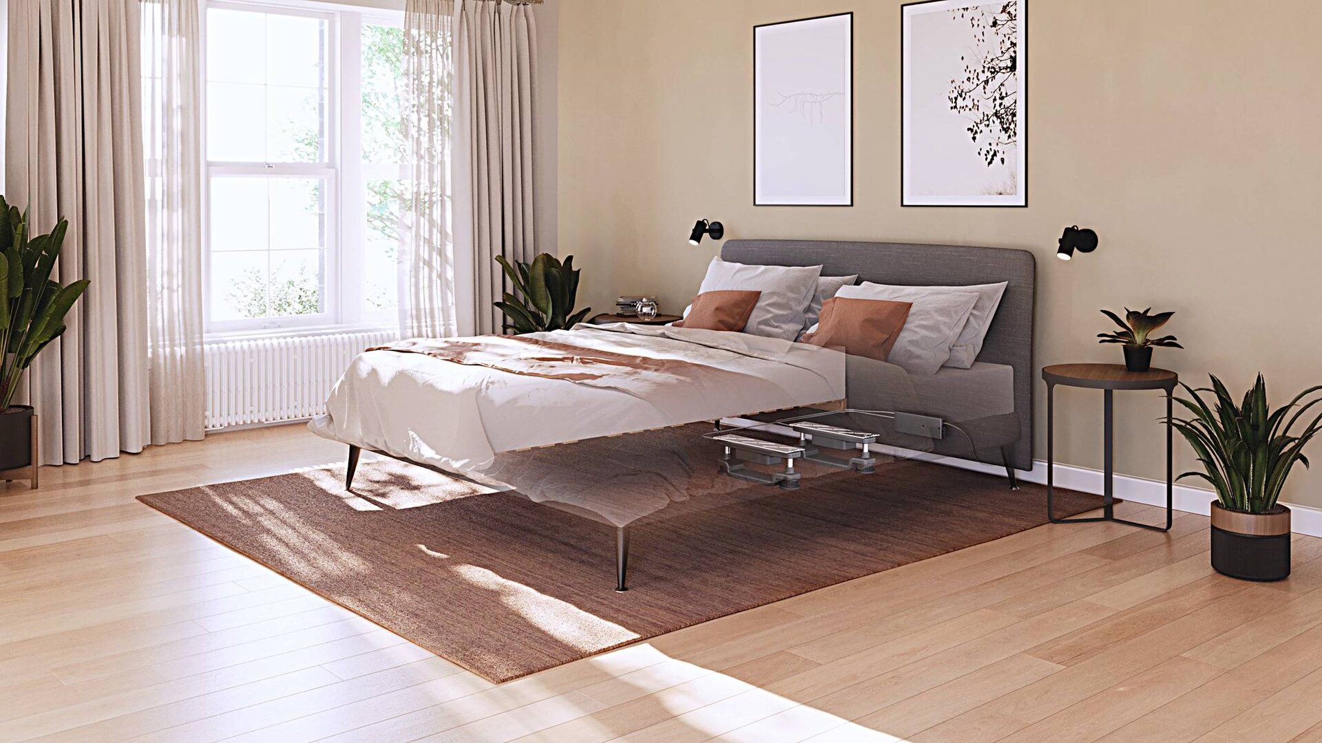 Baselift electric linear actuator used to adjust mattress firmness in a comfort bed
