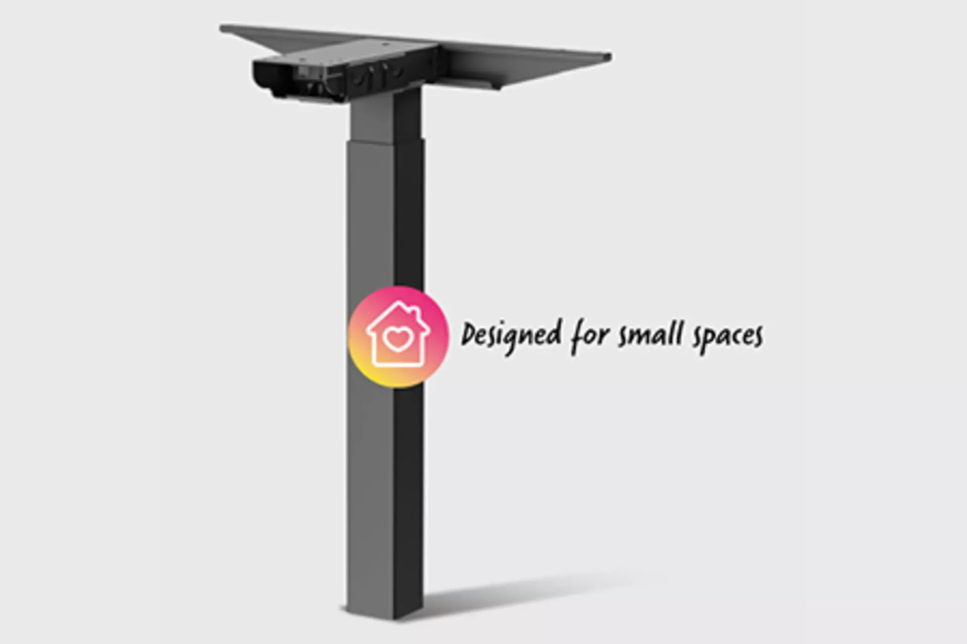 LINAK lifting column with Kick and Click top frame for easy mounting of table-top.