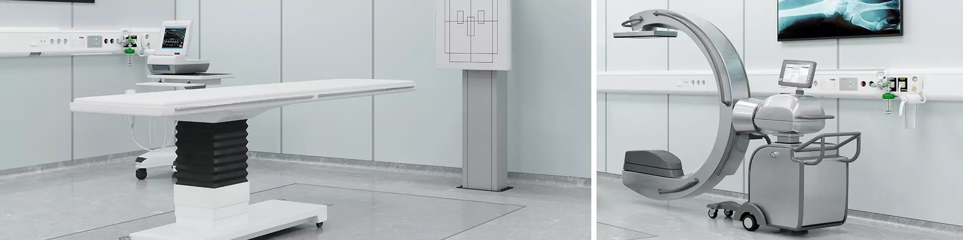 C-arm and X-ray table - with LINAK products, in depicted environments
