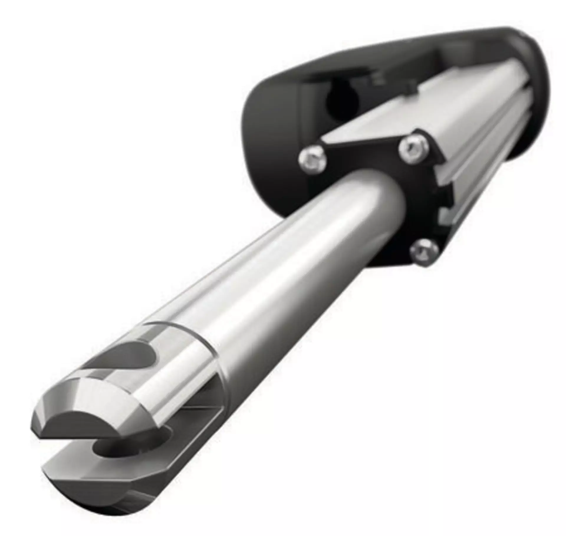 Linear actuator from a different angle, focus on the spindle in the actuator