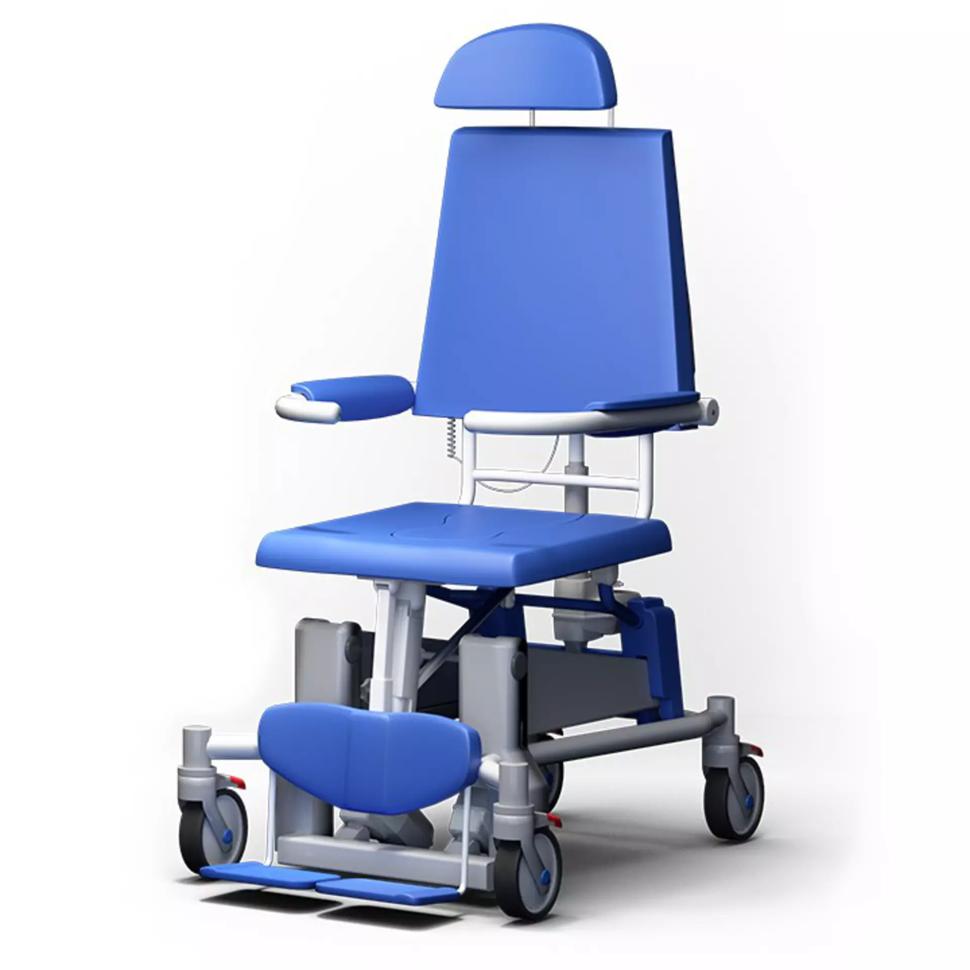 Multi-functional shower chair with LINAK electric linear actuators for caregivers
