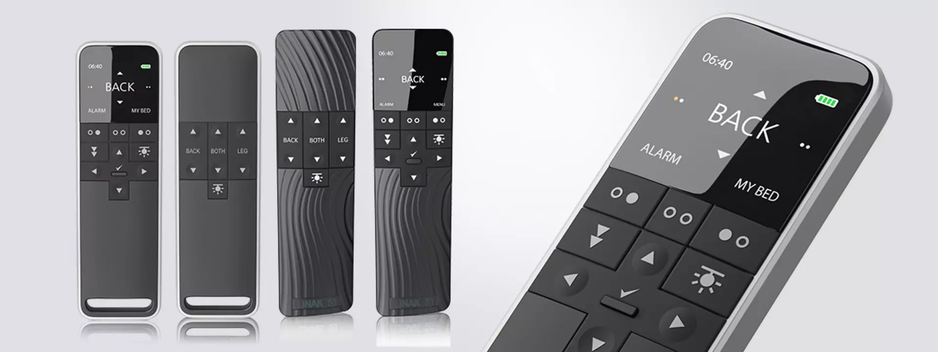 The HC40 hand controls for comfort beds are compatible with both basic and advanced systems.