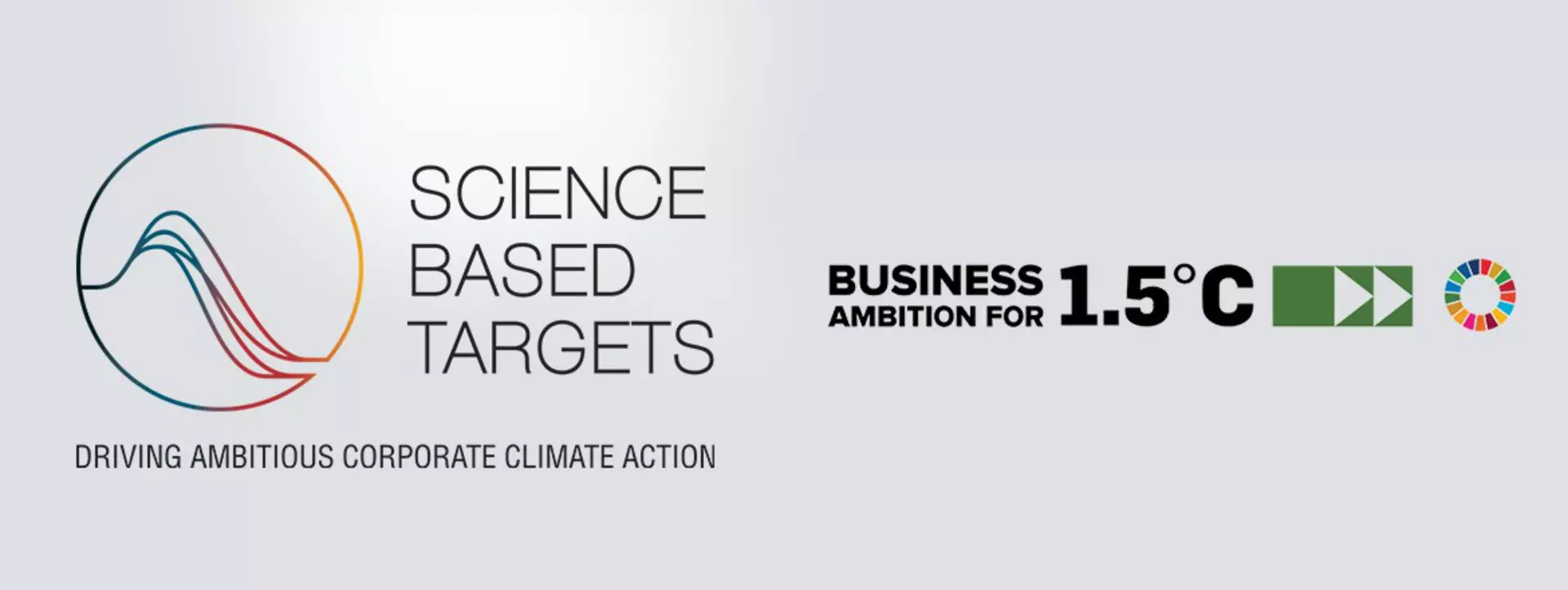 Logos of Science Based Targets initiative (SBTi) and Business Ambition for 1.5°C climate commitment.