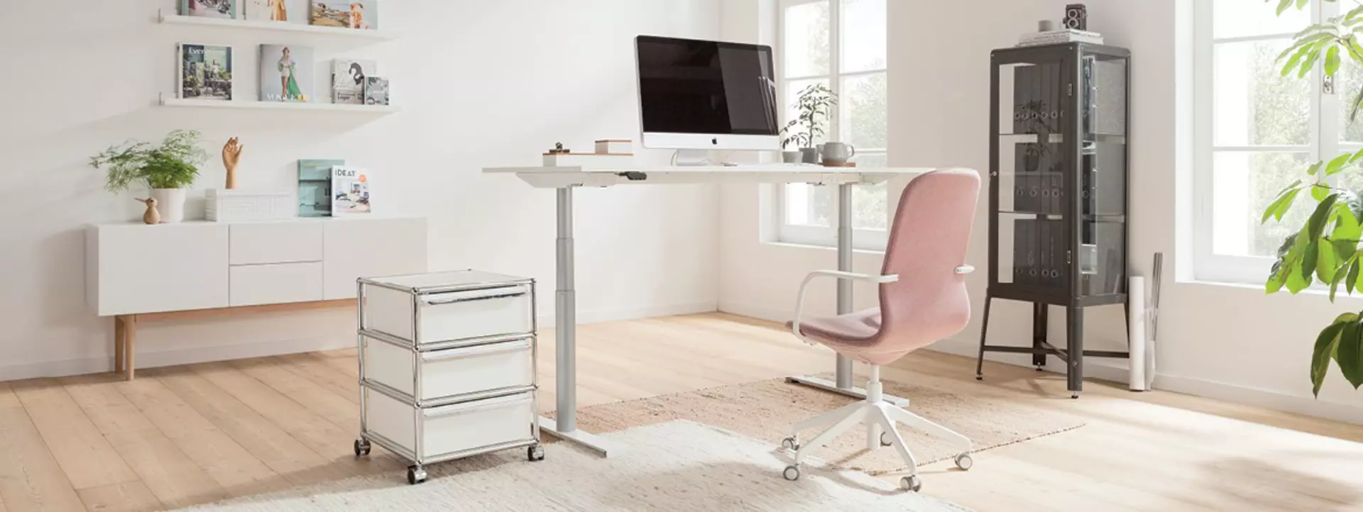 Home office with a sit-stand desk