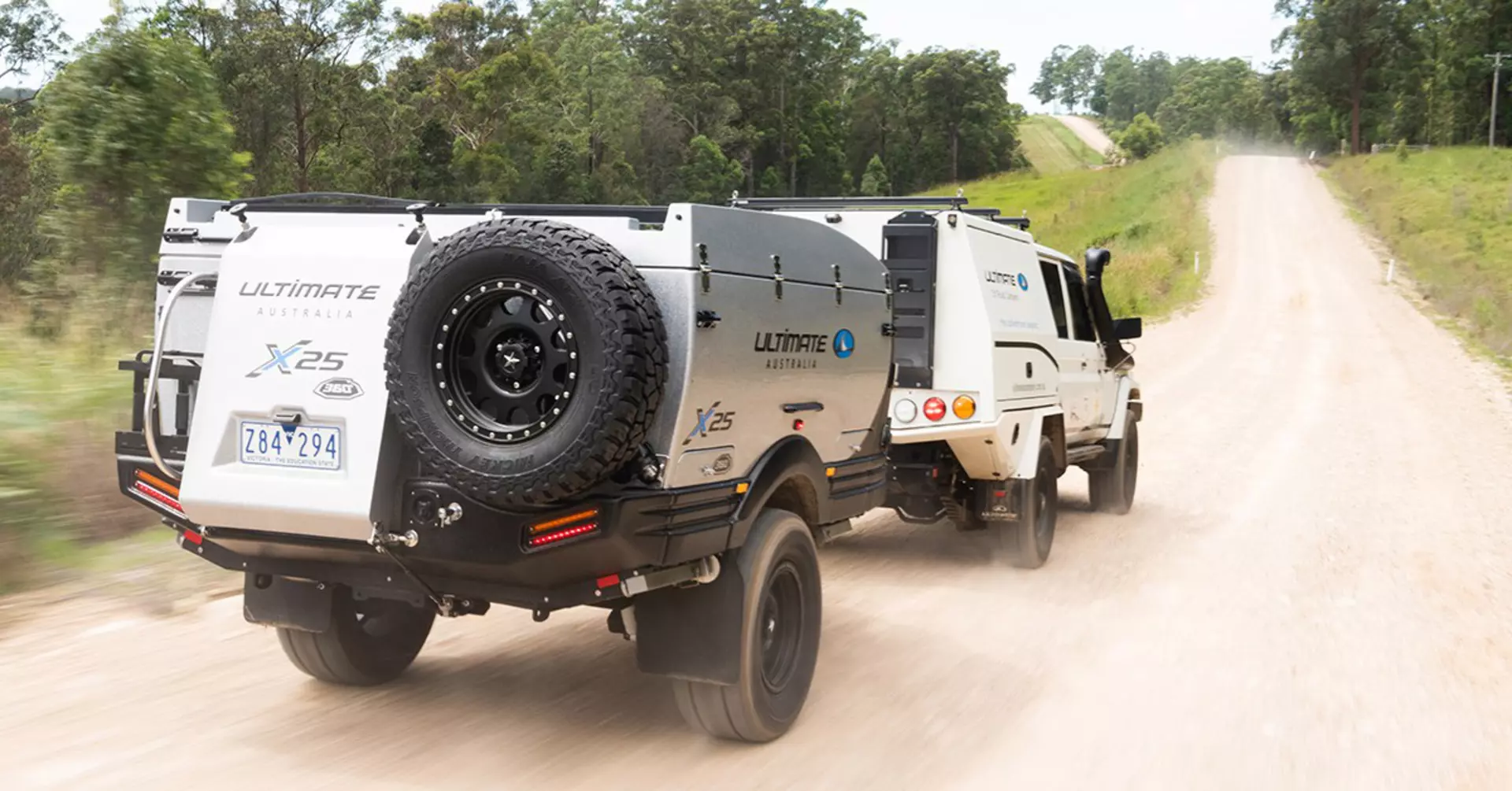 Ultimate's X25 Camper trailer on dirt road