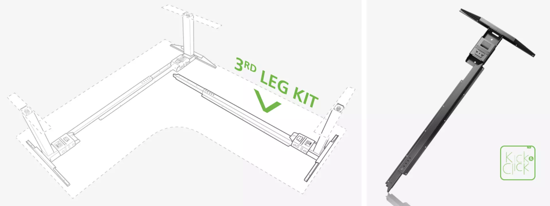 New solutions design 3 leg office desks with Kick & Click