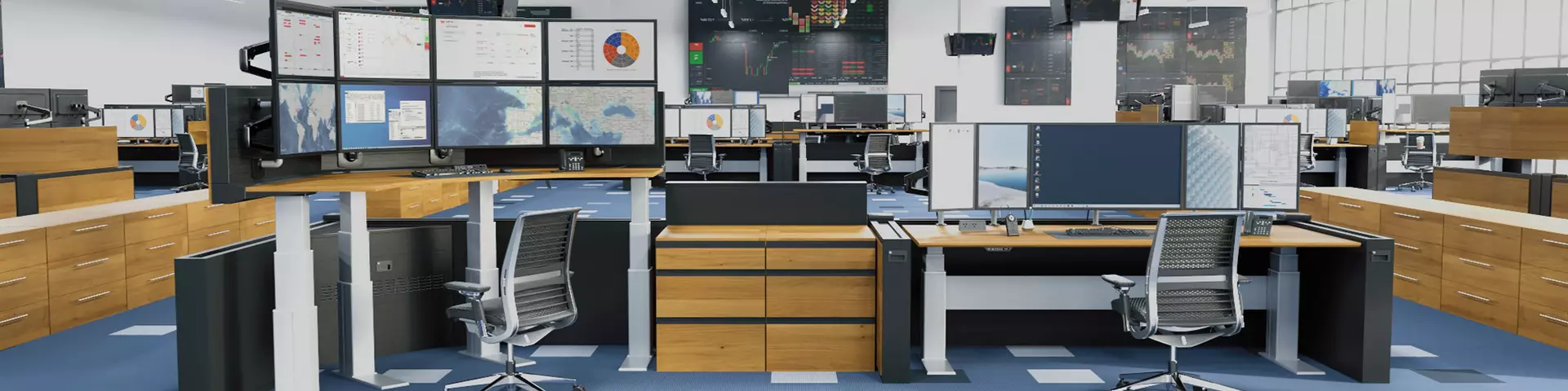 Adjustable command and control consoles in mission-critical control centre