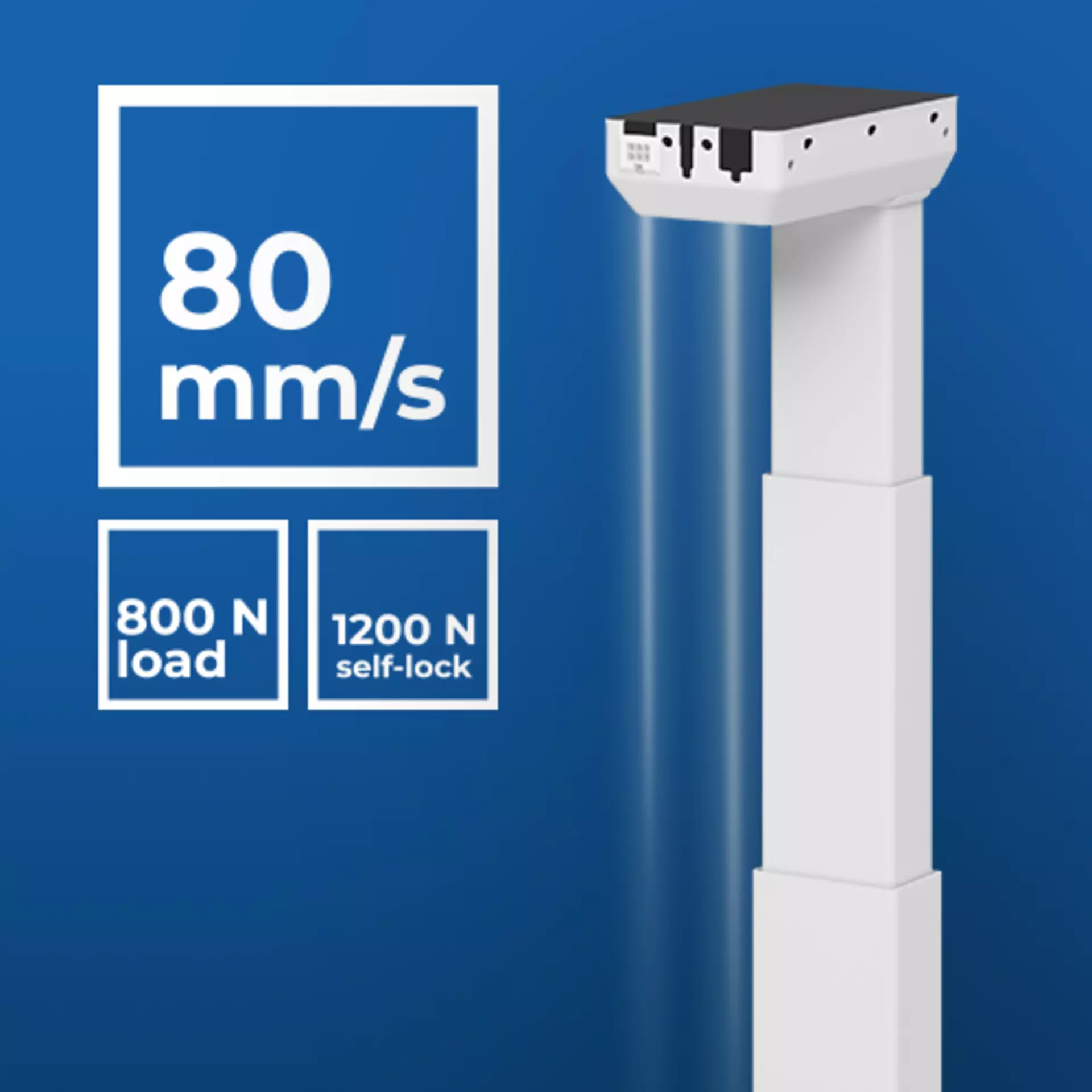DL6 EXPERIENCE lifting column running at 80 mm/second as standard speed