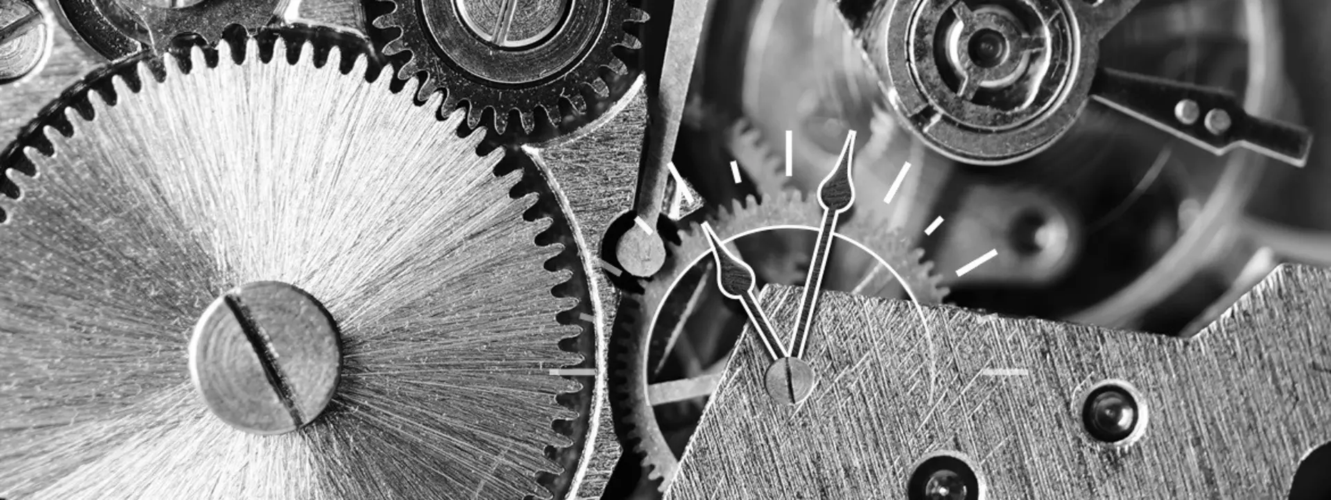 Cogwhells with clock face representing actuator life